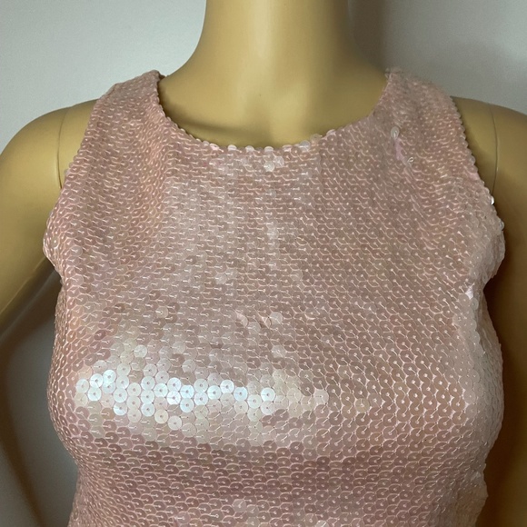 Vintage Oscar de la renta pink sequin tank top! - Picture 2 of 11